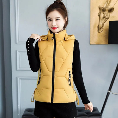 Zimska jakna Topla pamučna ženska vesta 2021. Nova modna kratka jakna s kapuljačom Prsluk Ženska snježna odjeća Kaput Parka bez rukava