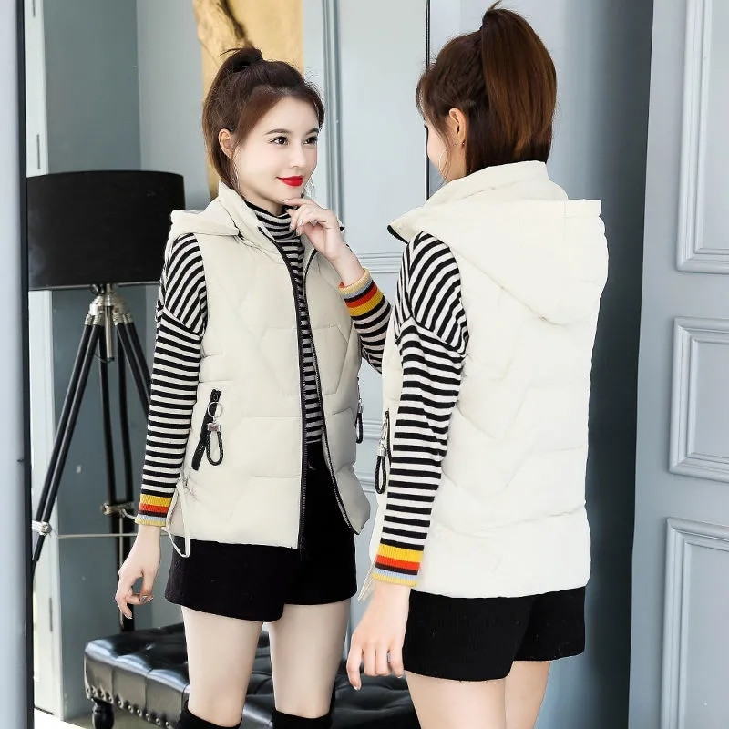 Zimska jakna Topla pamučna ženska vesta 2021. Nova modna kratka jakna s kapuljačom Prsluk Ženska snježna odjeća Kaput Parka bez rukava