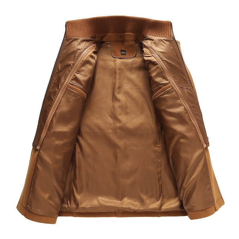 Modes ziemas vīriešu vilnas jaka ar dubultu apkaklīti, vienrindas mētelis vīriešiem