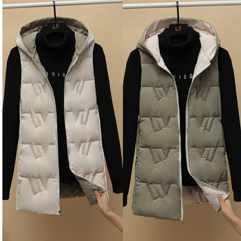 2022 Νέο γυναικείο γιλέκο διπλής όψεως, χειμερινό γιλέκο με κουκούλα, Κορεατική έκδοση Φθινοπωρινό και Χειμώνα Παχύ παλτό από βαμβακερό γιλέκο