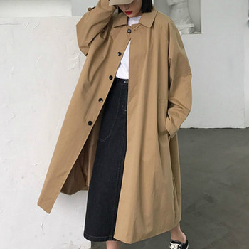 Trench Women Solid Loose Overknee Leisure Fashion Ρετρό Streetwear Κορεάτικο στυλ Harajuku All-match Γυναικεία φθινοπωρινά παλτό Κομψά