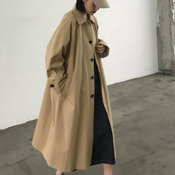 Trench Women Solid Loose Overknee Leisure Fashion Ρετρό Streetwear Κορεάτικο στυλ Harajuku All-match Γυναικεία φθινοπωρινά παλτό Κομψά