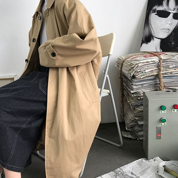 Trench Women Solid Loose Overknee Leisure Fashion Ρετρό Streetwear Κορεάτικο στυλ Harajuku All-match Γυναικεία φθινοπωρινά παλτό Κομψά