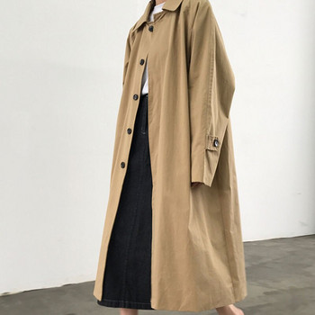 Trench Women Solid Loose Overknee Leisure Fashion Ρετρό Streetwear Κορεάτικο στυλ Harajuku All-match Γυναικεία φθινοπωρινά παλτό Κομψά