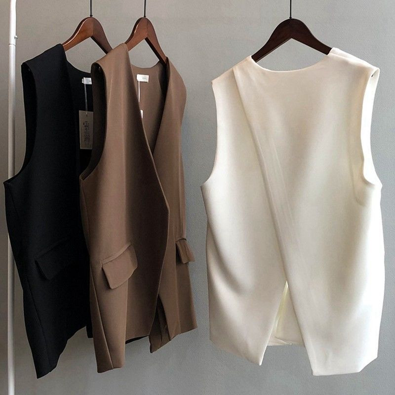 Vangull alkalmi kávés rövid mellény, női nyári új, V-nyakú tömör kardigán mellény, női ujjatlan, vékony, divatos, vékony mellény