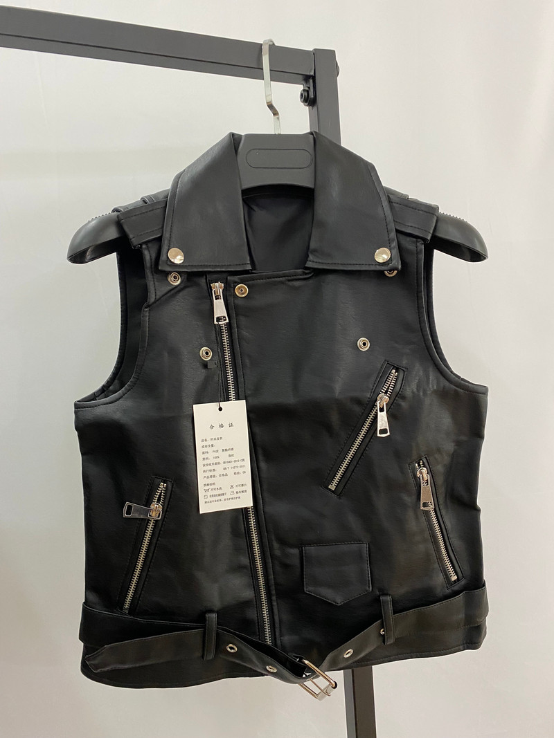 Νέο δερμάτινο μπουφάν pu γυναικείο γιλέκο μοτοσικλέτας παλτό αμάνικο γιλέκο 4xl