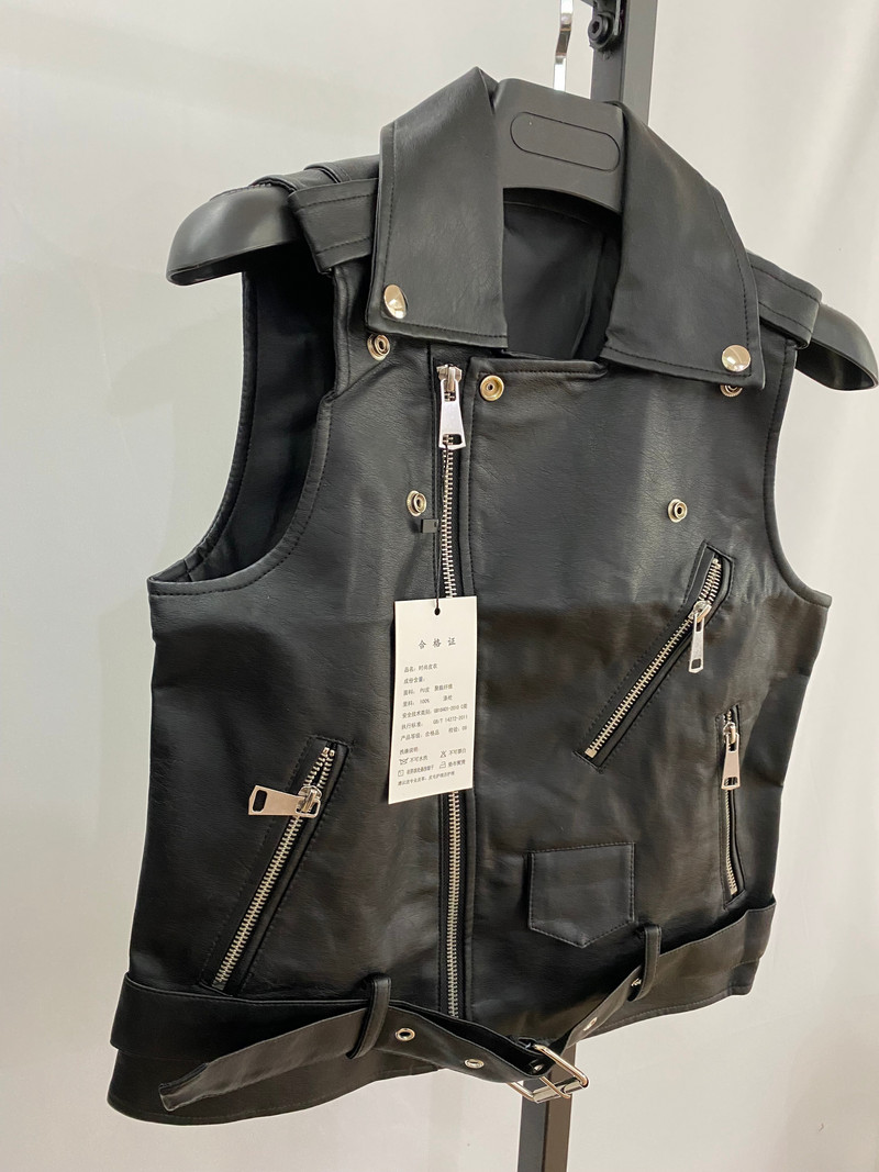 Νέο δερμάτινο μπουφάν pu γυναικείο γιλέκο μοτοσικλέτας παλτό αμάνικο γιλέκο 4xl