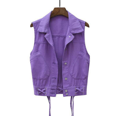 Μοντέρνο επίδεσμο μαύρο τζιν γιλέκο Γυναικείο πέτο Κορεατικής μόδας Κοντό αμάνικο τζιν μπουφάν Streetwear Punk Cowboy Chaleco Mujer