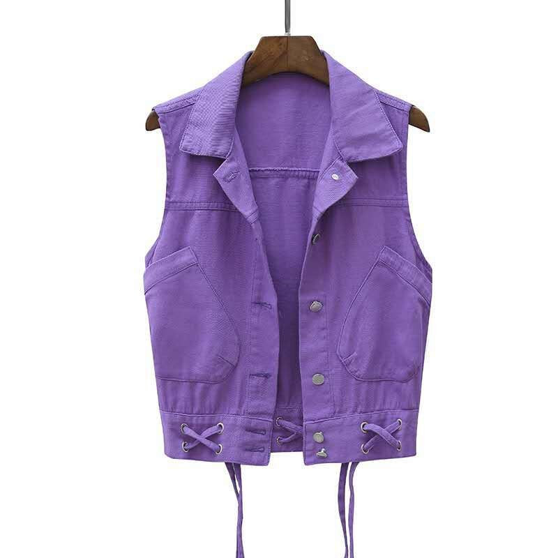 Μοντέρνο επίδεσμο μαύρο τζιν γιλέκο Γυναικείο πέτο Κορεατικής μόδας Κοντό αμάνικο τζιν μπουφάν Streetwear Punk Cowboy Chaleco Mujer