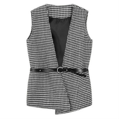 Mellények Női Houndstooth Vintage utcai stílus elegáns divat felsőruházat alkalmi őszi ujjatlan gyapjú kabát Kardigán kabát nőknek
