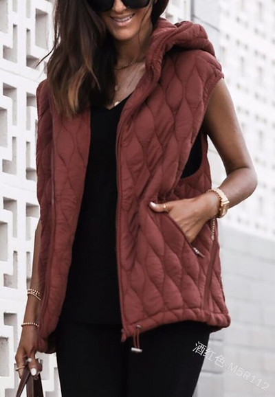 2022. gada jaka ar kapuci, veste Parka rudens ziemas jauns sieviešu vienkrāsains bezpiedurkņu rāvējslēdzējs virsdrēbes, modes ikdienas