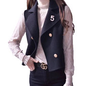 Γυναικείο μάλλινο γιλέκο 2021 Νέο Άνοιξη Φθινοπωρινό Μαύρο Αμάνικο Μάλλινο Παλτό Διπλής Όψης Γιλέκο Κοντό μάλλινο μπουφάν Γυναικείο