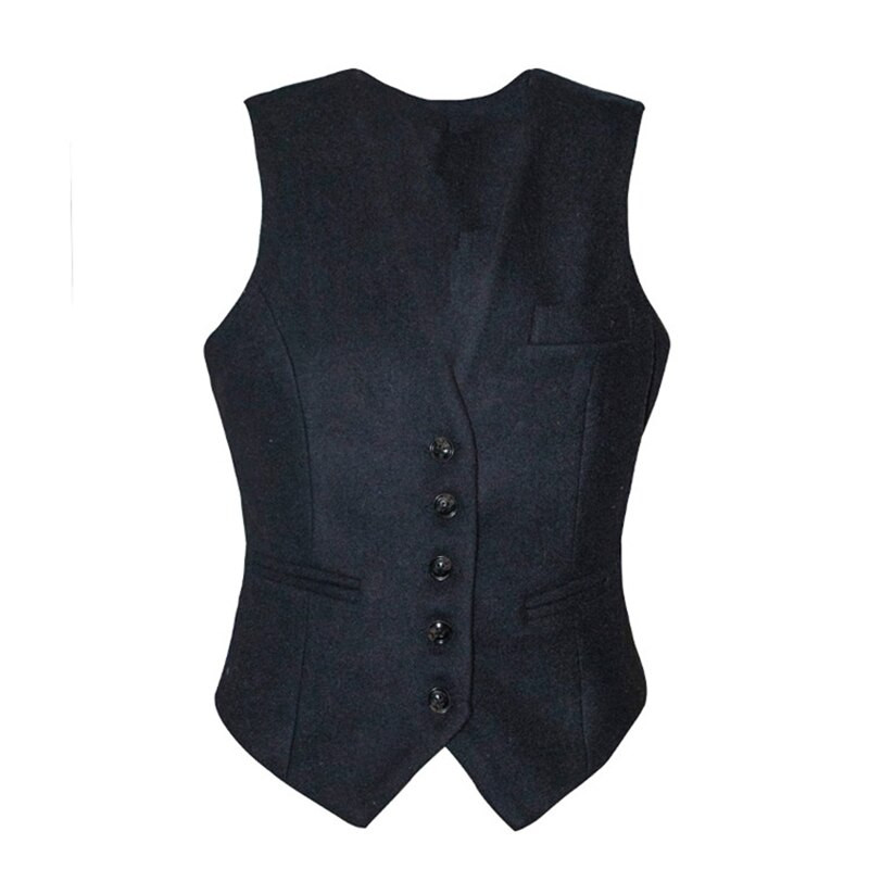 Γυναικείο κοστούμι γιλέκο V-λαιμόκοψη μάλλινο γιλέκο μόδας αμάνικο σακάκι Vintage γιλέκο για κυρία