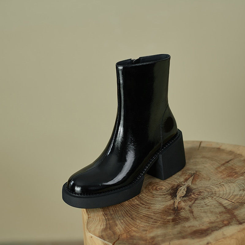 2021. gada jauni balti ziemas sieviešu apavi īstas ādas sieviešu zābaki, platforma, biezi zābaki, sieviešu apavi, augstpapēžu zābaki