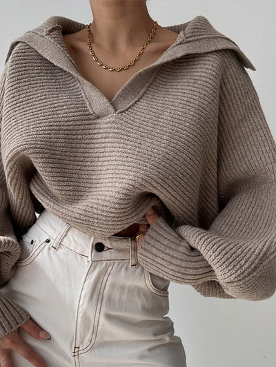 Γυναικείο πουλόβερ με φανάρι πλεκτό πουλόβερ Γυναικείο μακρυμάνικο μπλουζάκι γιακά γυναικείο χειμωνιάτικο μάλλινο ρούχο