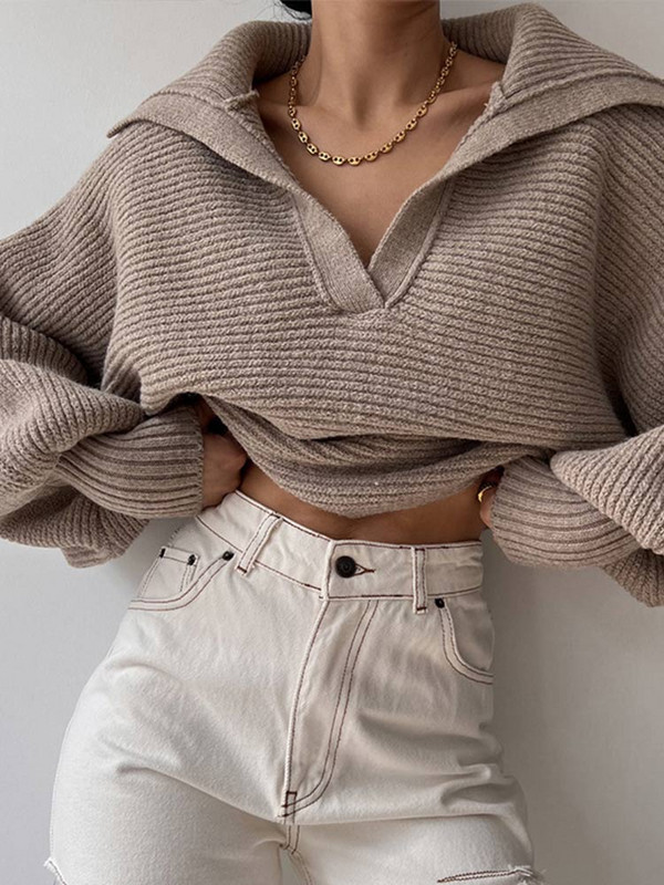 Γυναικείο πουλόβερ με φανάρι πλεκτό πουλόβερ Γυναικείο μακρυμάνικο μπλουζάκι γιακά γυναικείο χειμωνιάτικο μάλλινο ρούχο