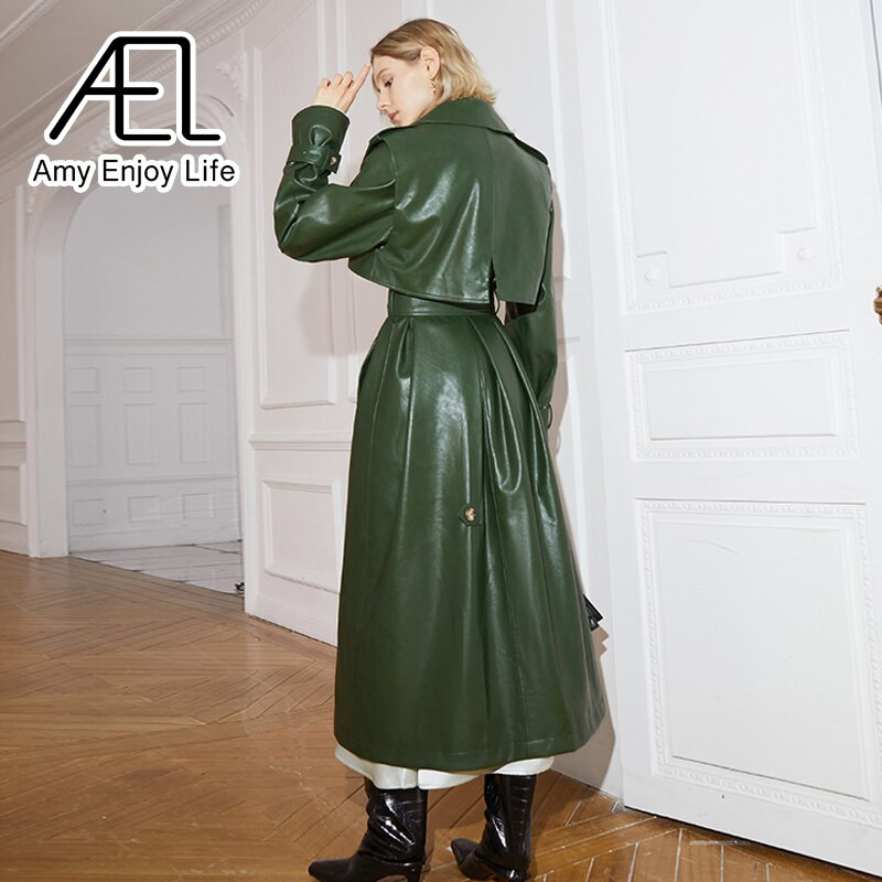 AEL Jesen, elegantna duga ženska jakna na vezanje do struka, ležerna, jednobojna jakna s urezanim ovratnikom, ženska vjetrovka s punim rukavima