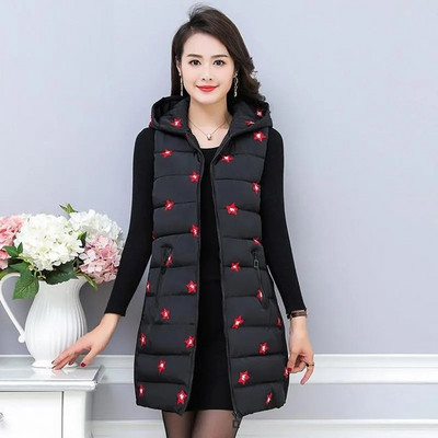 2021. gada rudens ziemas jaka ar kapuci Sieviešu veste bez piedurknēm silta veste ar izšuvumu kokvilnas jaka Sieviešu vates sieviešu virsdrēbes