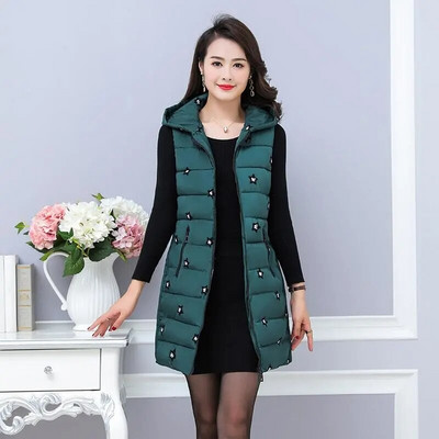 2021. gada rudens ziemas jaka ar kapuci Sieviešu veste bez piedurknēm silta veste ar izšuvumu kokvilnas jaka Sieviešu vates sieviešu virsdrēbes