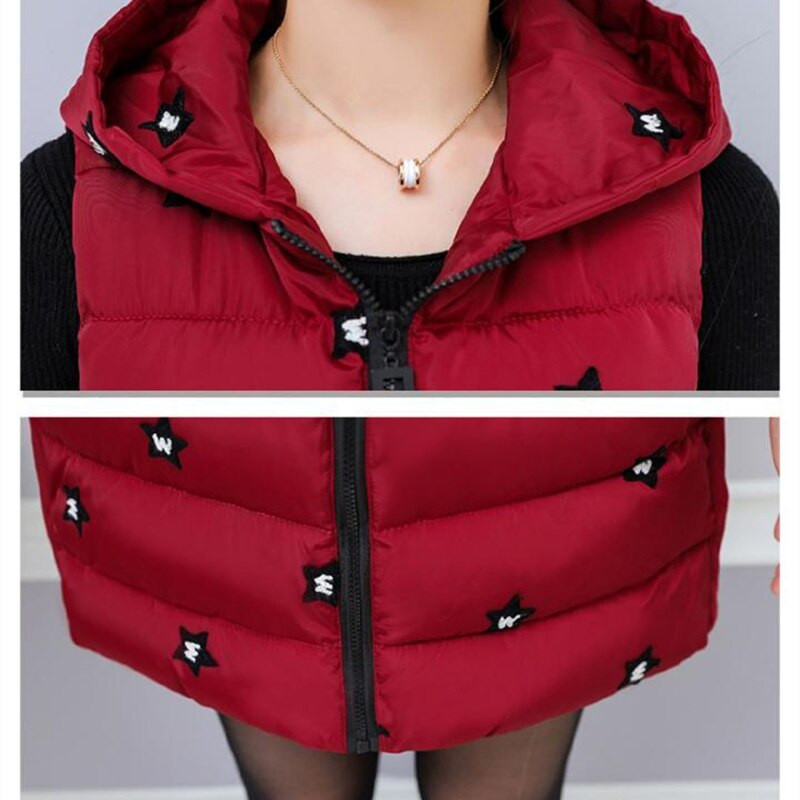 2021. gada rudens ziemas jaka ar kapuci Sieviešu veste bez piedurknēm silta veste ar izšuvumu kokvilnas jaka Sieviešu vates sieviešu virsdrēbes