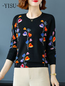 YISU 2022 Novi ženski pleteni pulover s O-izrezom Ženski džemper dugih rukava Labava ležerna pletena majica Ženska odjeća