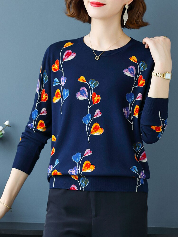 YISU 2022 Novi ženski pleteni pulover s O-izrezom Ženski džemper dugih rukava Labava ležerna pletena majica Ženska odjeća