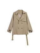 Μπουφάν Trench για Γυναικείες Ολόσωμες Διπλό Παλτό με Φύλλα 2022 Φθινόπωρο Chic Lady Windbreaker Outerwear