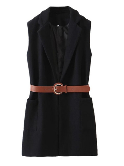 Aonibeier Jesen 2022. Ženski blejzeri bez rukava u obliku ptičje zubice Traf prsluk s džepovima s zakrpama Uski karirani prsluk Ženske jakne s remenom