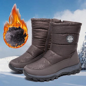Snow Boots Γυναικείες Flat μπότες Γυναικεία αδιάβροχα παπούτσια Γυναικεία παπούτσια με φερμουάρ Άνετα casual χειμερινές μπότες Botas Mujer