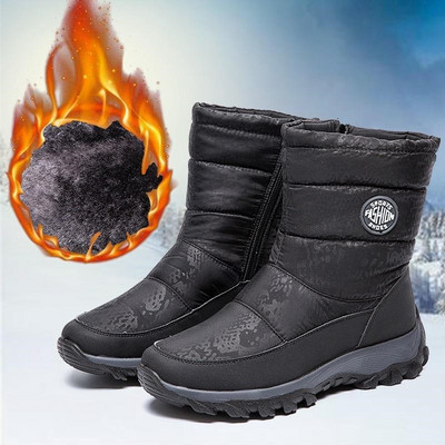 Snow Boots Γυναικείες Flat μπότες Γυναικεία αδιάβροχα παπούτσια Γυναικεία παπούτσια με φερμουάρ Άνετα casual χειμερινές μπότες Botas Mujer