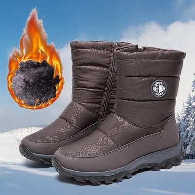 Snow Boots Γυναικείες Flat μπότες Γυναικεία αδιάβροχα παπούτσια Γυναικεία παπούτσια με φερμουάρ Άνετα casual χειμερινές μπότες Botas Mujer