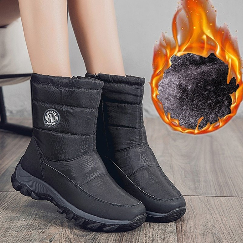 Snow Boots Γυναικείες Flat μπότες Γυναικεία αδιάβροχα παπούτσια Γυναικεία παπούτσια με φερμουάρ Άνετα casual χειμερινές μπότες Botas Mujer