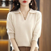 Sieviešu džemperis ar V veida kakla izgriezumu ar trīs ceturtdaļām piedurknēm, lai samazinātu vecumu un parādītu plānu, vaļīgu puspiedurkņu adīšanas mēteli vairumtirdzniecība
