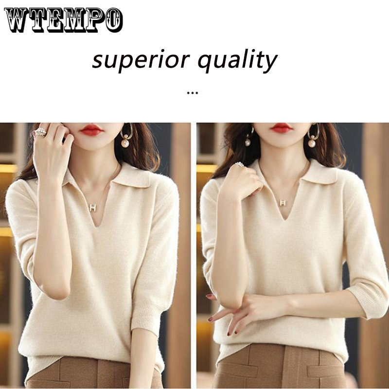 Sieviešu džemperis ar V veida kakla izgriezumu ar trīs ceturtdaļām piedurknēm, lai samazinātu vecumu un parādītu plānu, vaļīgu puspiedurkņu adīšanas mēteli vairumtirdzniecība