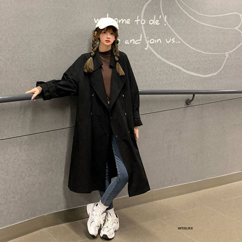 Veličina 6XL 150 kg Jesen Proljeće Vintage ženski trenč kaput Ležerni crni bež kaput Ženska vjetrovka dugih rukava veće veličine