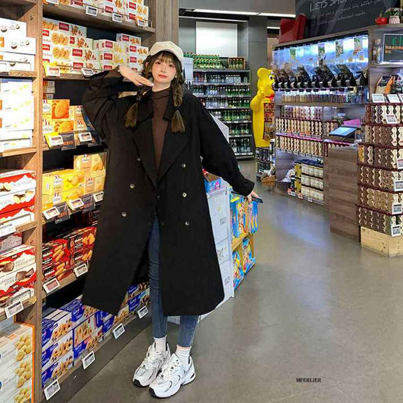 Veličina 6XL 150 kg Jesen Proljeće Vintage ženski trenč kaput Ležerni crni bež kaput Ženska vjetrovka dugih rukava veće veličine