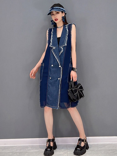 XITAO prsluk s dvostrukim kopčanjem Ženski korejski ljetni novi dolazak Personality Modni široki prsluk bez rukava s ovratnikom WMD6120