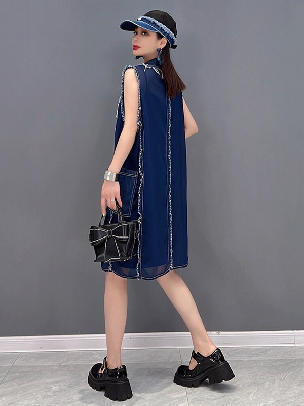 XITAO prsluk s dvostrukim kopčanjem Ženski korejski ljetni novi dolazak Personality Modni široki prsluk bez rukava s ovratnikom WMD6120