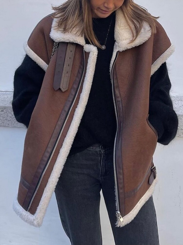 Ženska moda, nova jakna teške industrije, prsluk od jelenje kože od flisa i janjeće dlake, jakna, bočni džepovi na preklop, modni dizajn, popularni prsluci