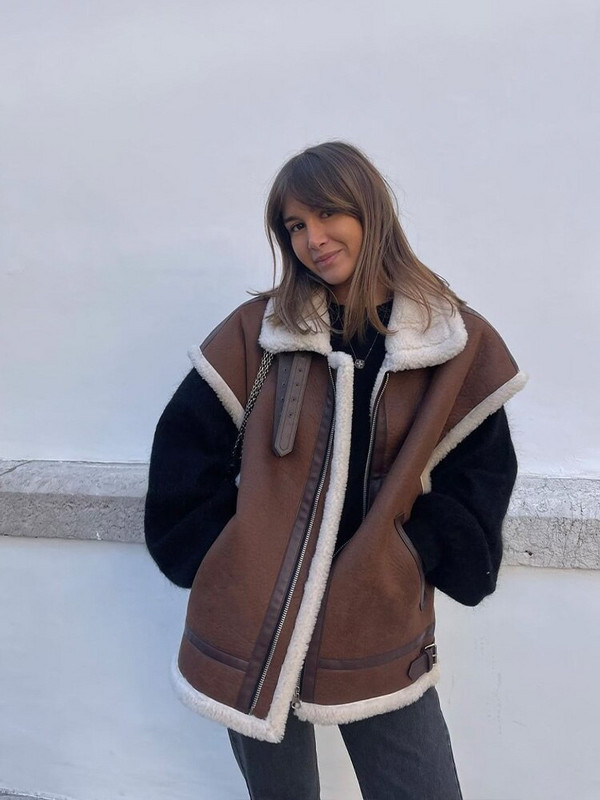 Ženska moda, nova jakna teške industrije, prsluk od jelenje kože od flisa i janjeće dlake, jakna, bočni džepovi na preklop, modni dizajn, popularni prsluci