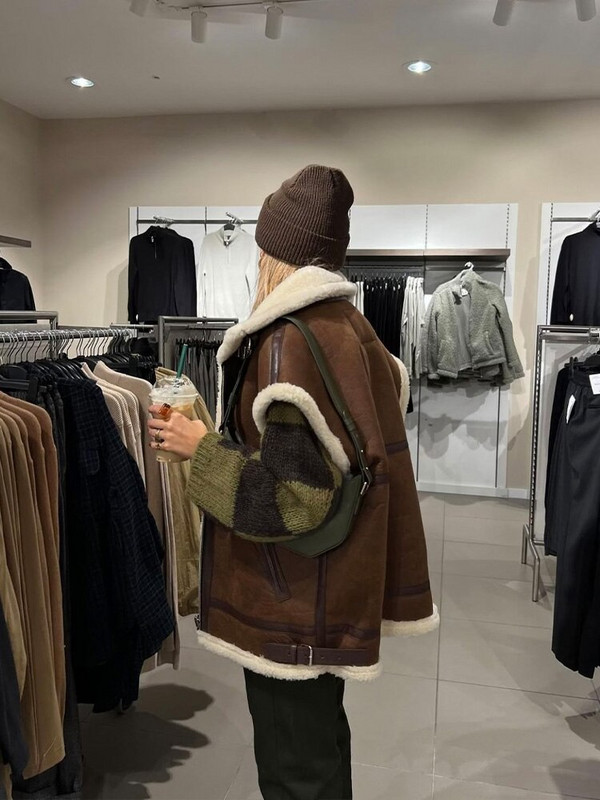 Ženska moda, nova jakna teške industrije, prsluk od jelenje kože od flisa i janjeće dlake, jakna, bočni džepovi na preklop, modni dizajn, popularni prsluci