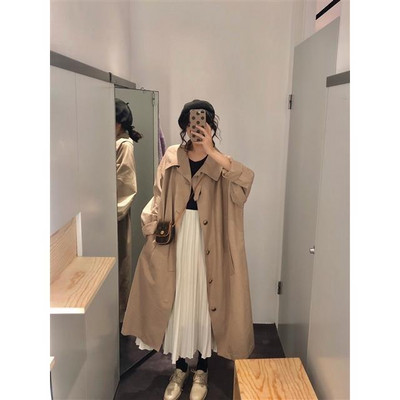 Γυναικεία καμπαρντίνα Μακρύ στυλ με μασίφ χαλαρά κουμπιά Καθημερινά ρούχα Γυναικεία ρούχα παντός αγώνα Streetwear Leisure Κομψή κομψή ρετρό μόδα Νέα