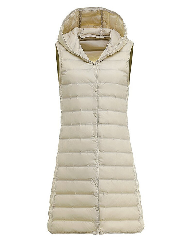 NewBang Γυναικείο μακρύ γιλέκο εξαιρετικά ελαφρύ πουπουλένιο αμάνικο με κουκούλα ματ ύφασμα Γυναικείο πουπουλένιο γιλέκο χωρίς ράψιμο