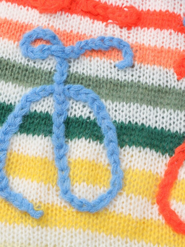 Ženski pulover s duginim prugama Labavi ulični pleteni jesenski moher ženski džemperi Puloveri 2022. Novi uzorci majica