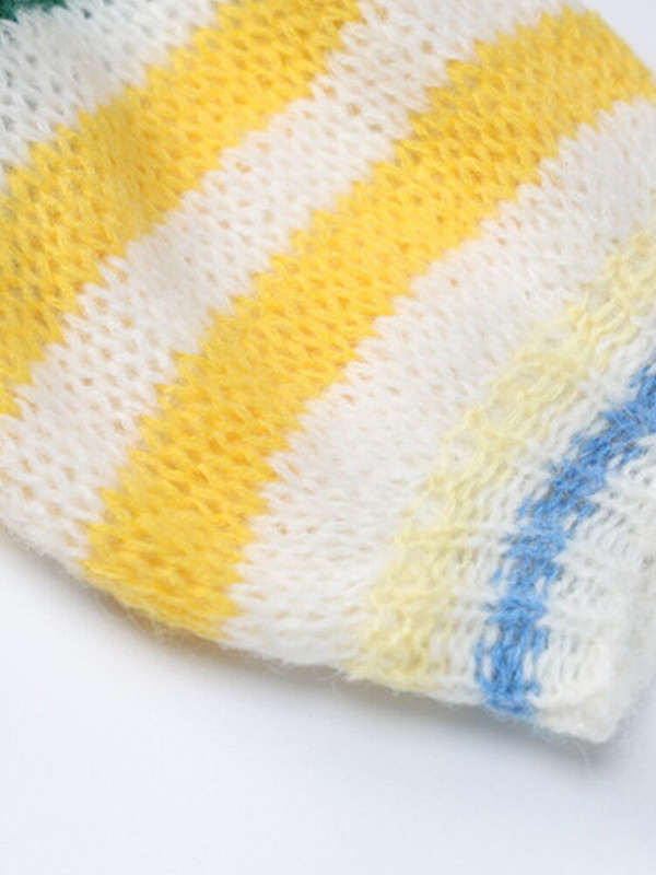 Ženski pulover s duginim prugama Labavi ulični pleteni jesenski moher ženski džemperi Puloveri 2022. Novi uzorci majica