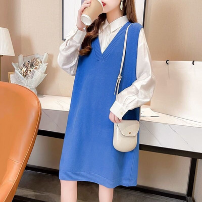 Φθινοπωρινά χειμωνιάτικα ρούχα 2021 Πλεκτά πουλόβερ Φόρεμα Γυναικείο γιλέκο Γυναικείο φαρδύ γιλέκο Γυναικεία πουλόβερ Γυναικεία πανωφόρια Pull Femme