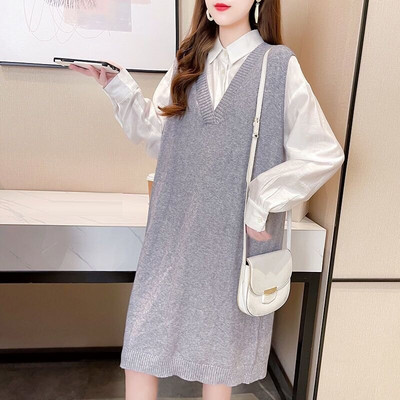 Φθινοπωρινά χειμωνιάτικα ρούχα 2021 Πλεκτά πουλόβερ Φόρεμα Γυναικείο γιλέκο Γυναικείο φαρδύ γιλέκο Γυναικεία πουλόβερ Γυναικεία πανωφόρια Pull Femme