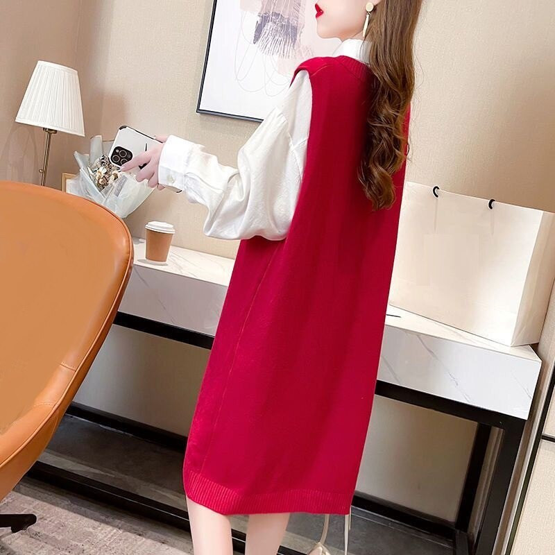 Φθινοπωρινά χειμωνιάτικα ρούχα 2021 Πλεκτά πουλόβερ Φόρεμα Γυναικείο γιλέκο Γυναικείο φαρδύ γιλέκο Γυναικεία πουλόβερ Γυναικεία πανωφόρια Pull Femme