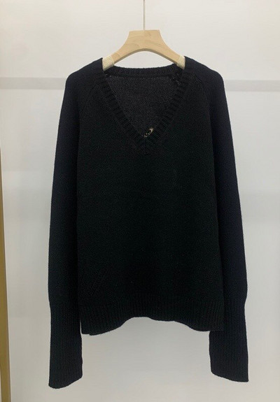 Ženski pleteni džemper s V-izrezom 100% kašmir na leđima Labave jesenske zimske ženske pletene majice