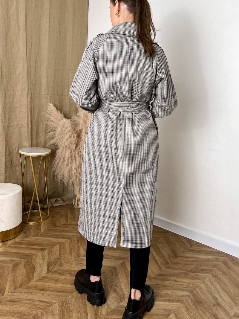 Mrežasta crvena karirana vjetrovka, ženska jakna srednje dužine u korejskom stilu za proljeće i jesen, popularni kaput na dvostruko kopčanje